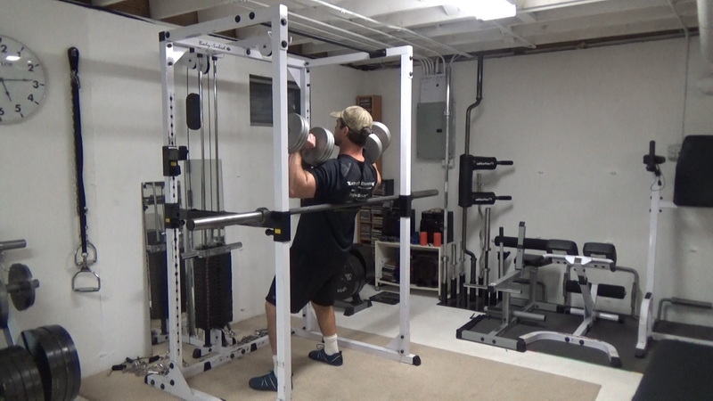 Standing Barbell-Braced Dumbbell Shoulder Press Bottom